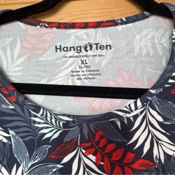 Hang Ten Long Sleeved Crew Sun Protective Blue Red Tropical Women’s Size XL - Picture 3 of 4